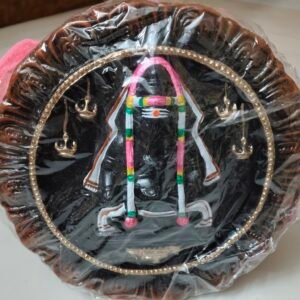 Brown Circle Karpaga vinayagar wall hanging paper mache