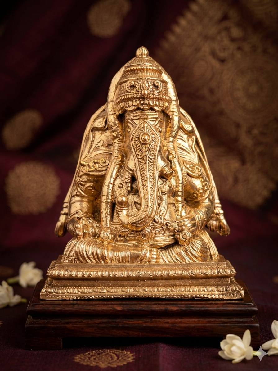 Panchaloha Idol Karpaga Vinayagar Vinayagar Idol Ganesha Idol Traditional Wax Model Lost Wax Casting Handcrafted Idol South Indian Art Bronze Idol Hindu Spiritual Decor Pooja Idol Temple Art Devotional Idol Antique Finish Solid Metal Idol Heavy Panchaloha Idol Traditional Craftsmanship Home Temple Decor Spiritual Gift Indian Handicrafts Lord Ganesha Sacred Metal Art Authentic Panchaloha Tamil Heritage Art Traditional Bronze Casting